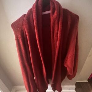 Free People Red Cardigan Sweater